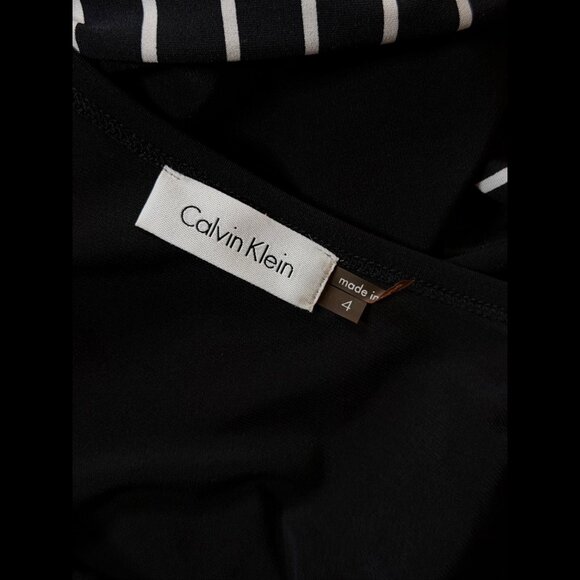 Calvin Klein Dress 4 / Small Womens Black & Gray Long Sleeve Shift Stripe Jersey - Picture 6 of 7
